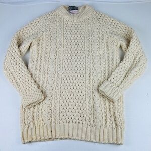 Irish Traditional Fisherman Knit Pullover Cableknit Sweater Size Mens Medium